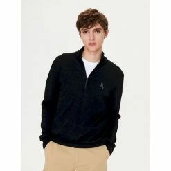 Le moins cher â Aigle Fine gauge zipped stand-up collar jumper - Pánsky Pullover â